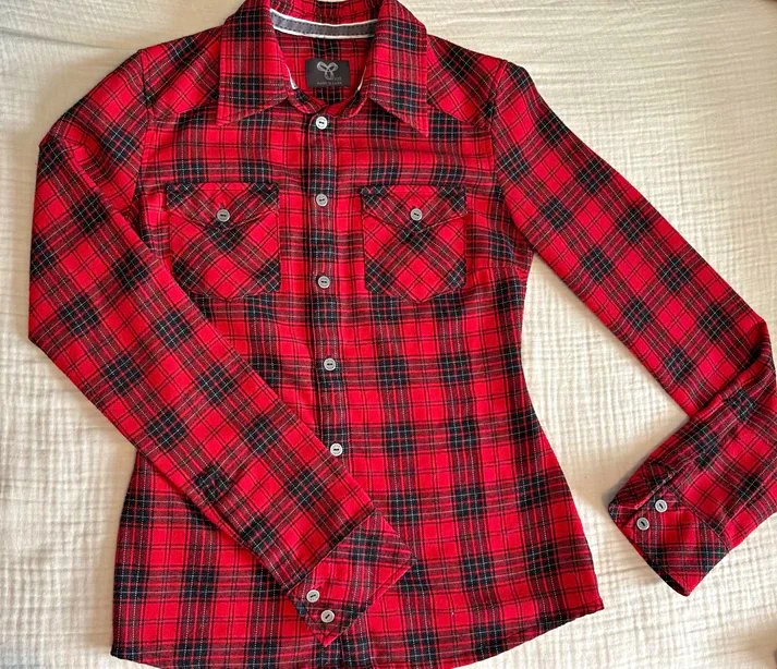 Aritzia TNA Plaid Long Sleeve Button-Up Shirt XXS