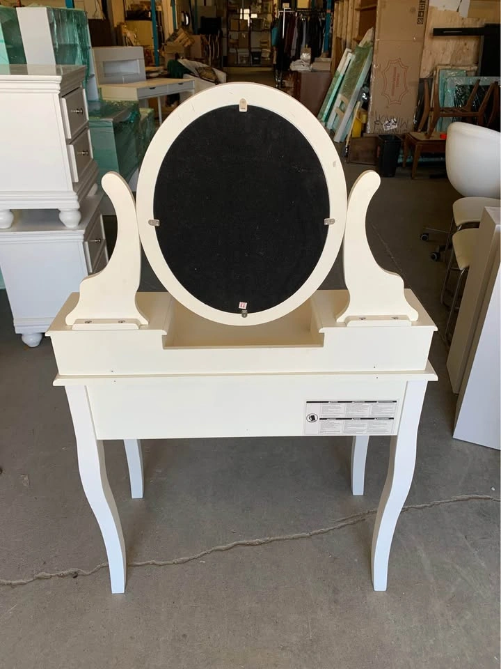 White Makeup Mirror Vanity w/ Desk Hutch - photo 4