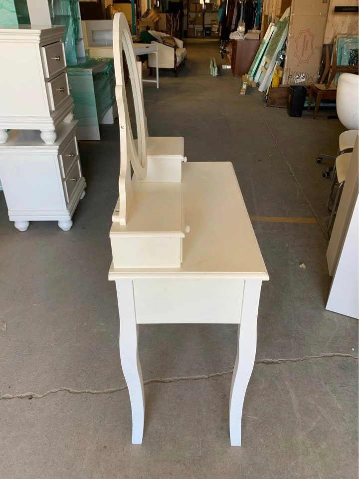 White Makeup Mirror Vanity w/ Desk Hutch - photo 5