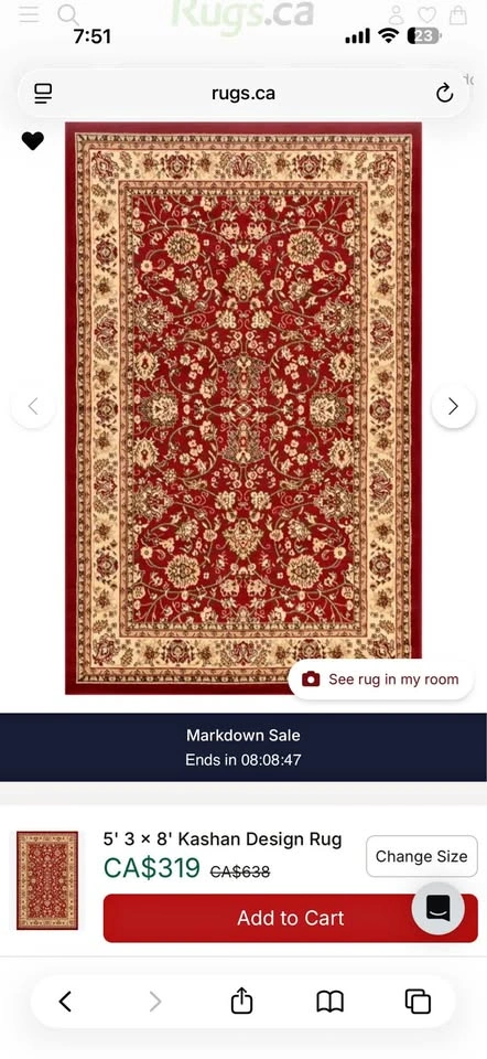 Kashan Collections Persian Rug 5'3x8ft