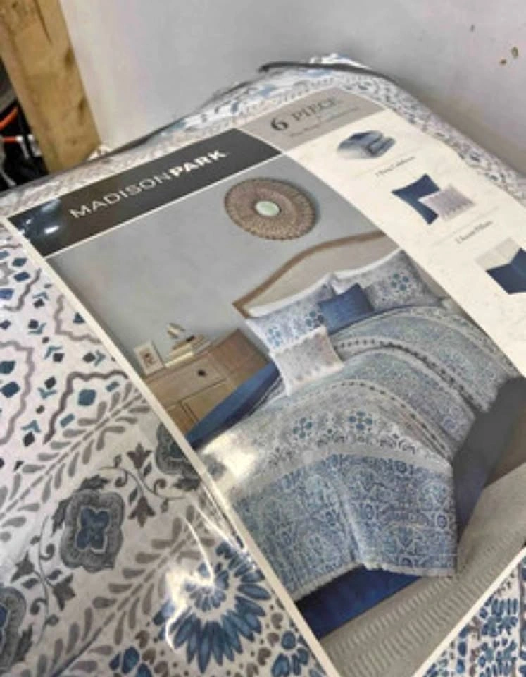 Madison Park Blue noa king comforter set 6 piece