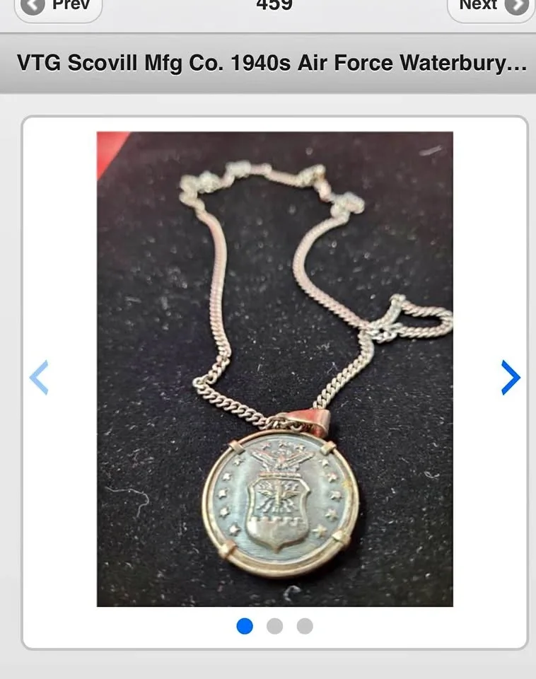 VTG Sterling Necklace w/ 1940’s Air Force Button Pendant