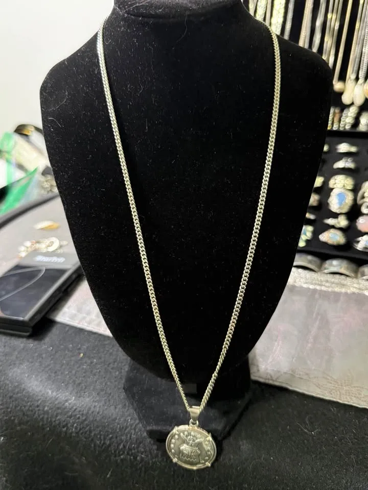 VTG Sterling Necklace w/ 1940’s Air Force Button Pendant - photo 2