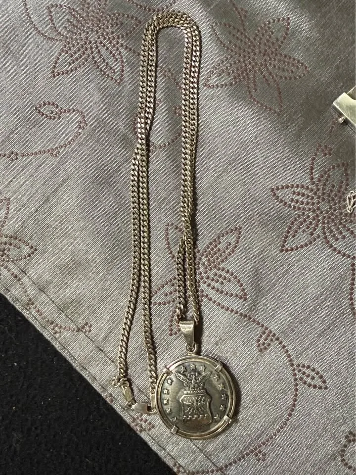 VTG Sterling Necklace w/ 1940’s Air Force Button Pendant - photo 4