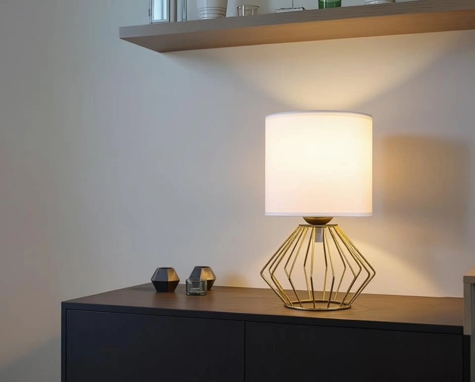 FLASH SALE NEW LAMPS! Modern Gold Table Lamp with Fabric Shade – - photo 3