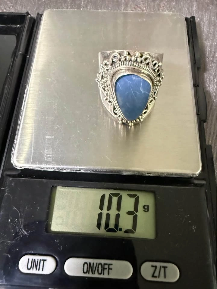 Sterling Silver Blue Stone Filigree Ring Size 9 - photo 5