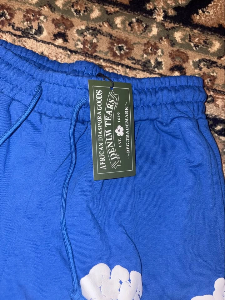 Blue Cotton Denim Tear Shorts - photo 2