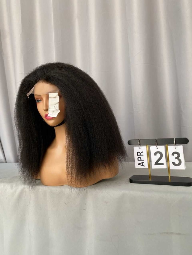 14” Kinky Straight Human Hair Wig – 5×5