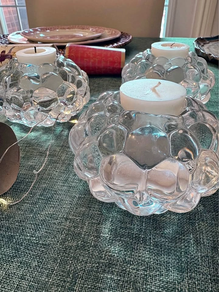 Textured Scandinavian Glass Votive Set (3)
