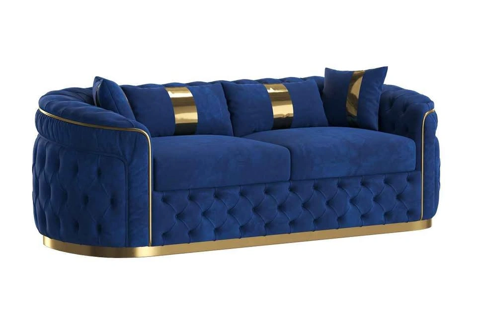 3-piece Velvet Living Room Set with PU gold accent - photo 2