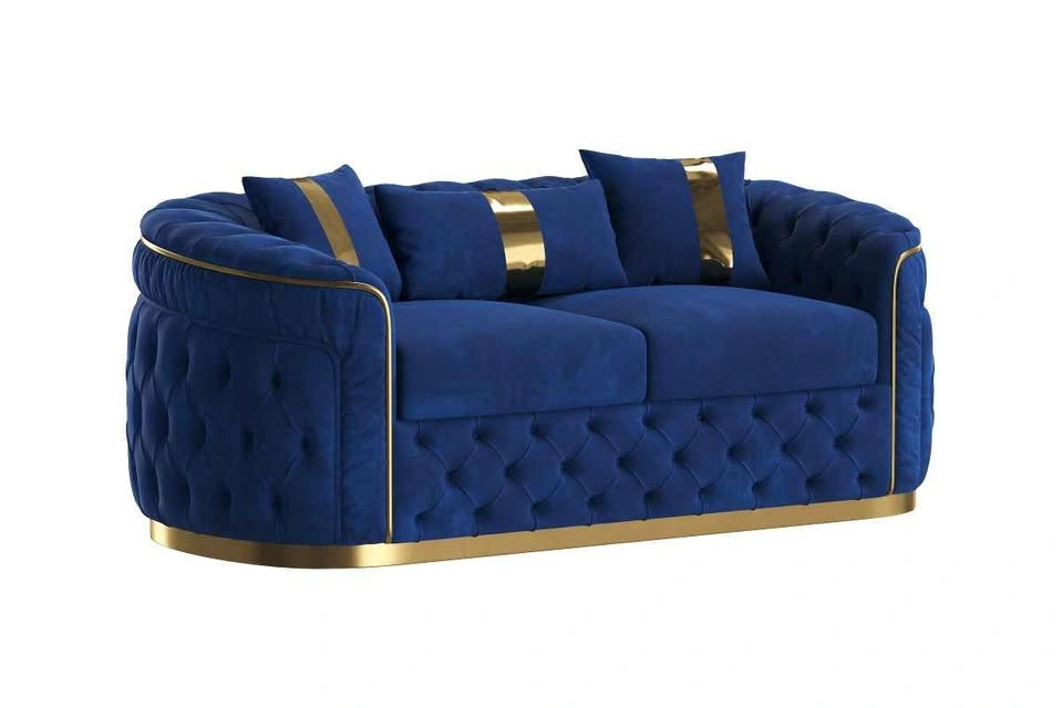 3-piece Velvet Living Room Set with PU gold accent - photo 3