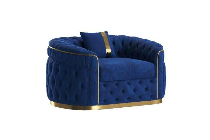3-piece Velvet Living Room Set with PU gold accent - photo 4