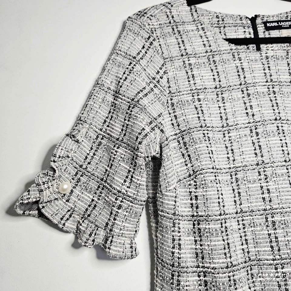 Size 12 Karl Lagerfeld Tweed Pearl Button Dress - photo 3
