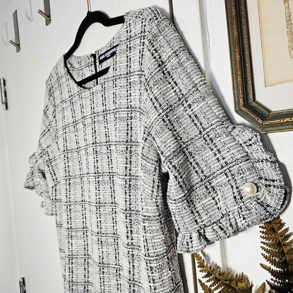 Size 12 Karl Lagerfeld Tweed Pearl Button Dress - photo 4