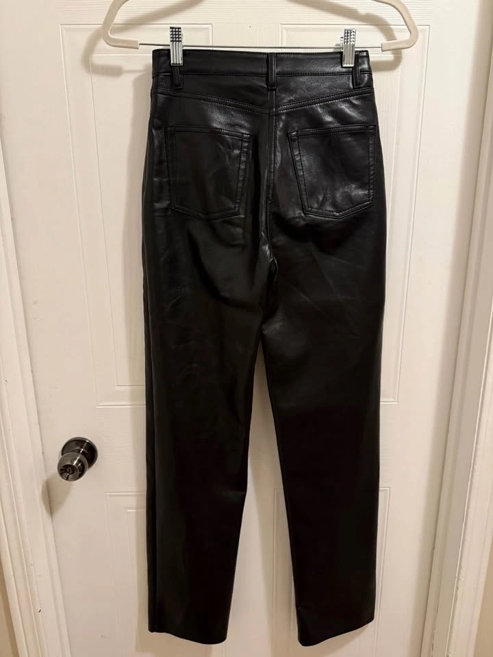 Aritzia Melina Pants - Black Faux Leather - Size 0 Tall - photo 2