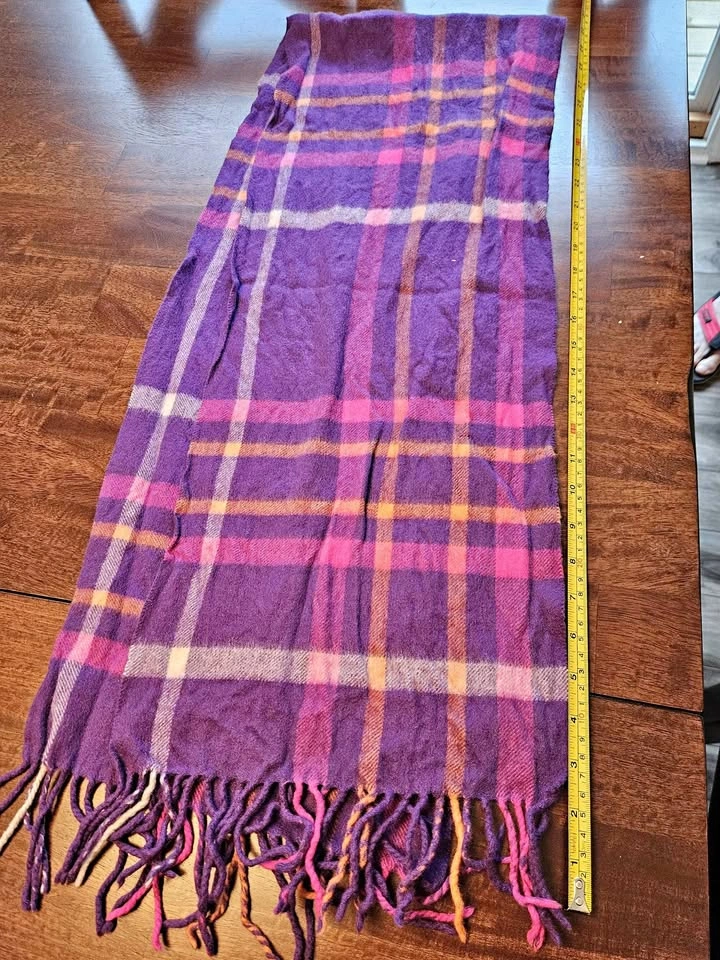 Winter Peak Plaid Scarf & Clutch Set - Purple/Pink
