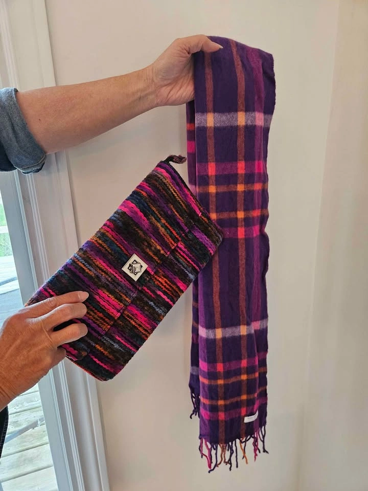 Winter Peak Plaid Scarf & Clutch Set - Purple/Pink - photo 3
