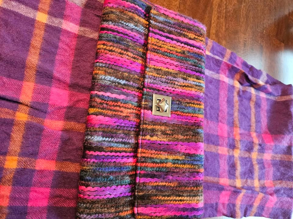 Winter Peak Plaid Scarf & Clutch Set - Purple/Pink - photo 5