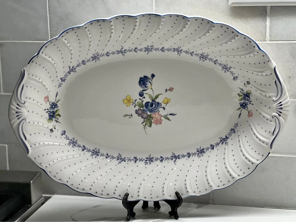 Nikko Fine China 14" Blue Peony Oval Serving Platter