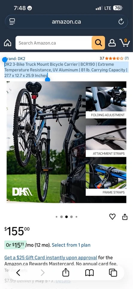 DK2 3-Bike Truck Mount Bicycle Carrier BCR190 - photo 5