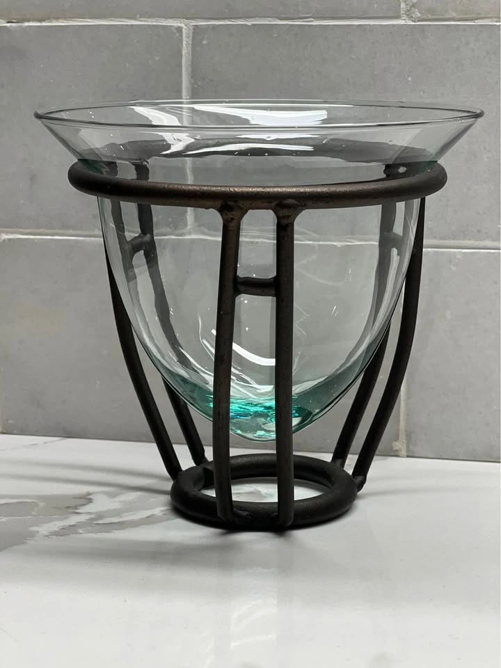 Glass Bowl with Wrought Iron Stand - photo 2