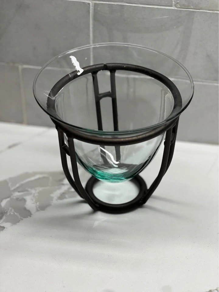 Glass Bowl with Wrought Iron Stand - photo 4