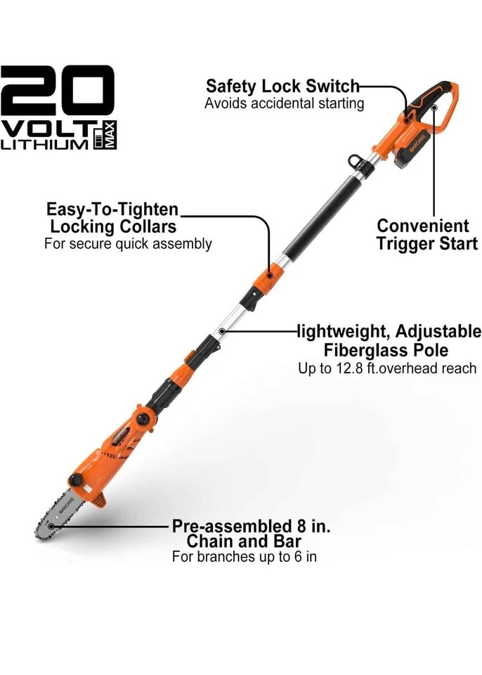 GARCARE Pole Chain Saw Cordless 20V 8 Inch Electric Saw - photo 3