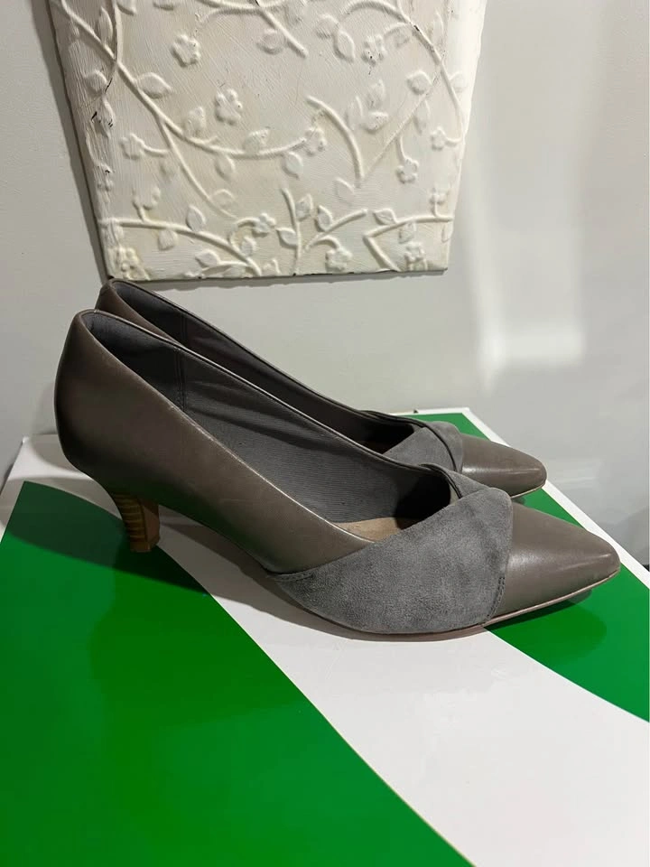 Leather Clarks Linvale Vena Pumps Heels Size 9 Wide - photo 3