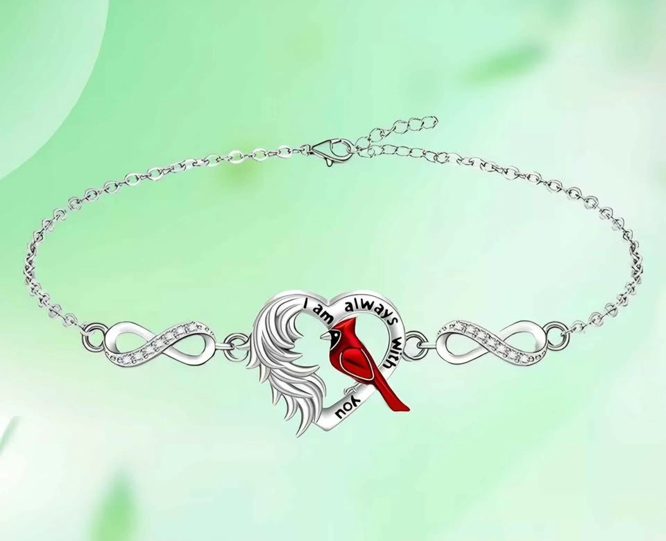 Stylish "I Am Always With You" Cardinal Heart Bracelet - photo 3