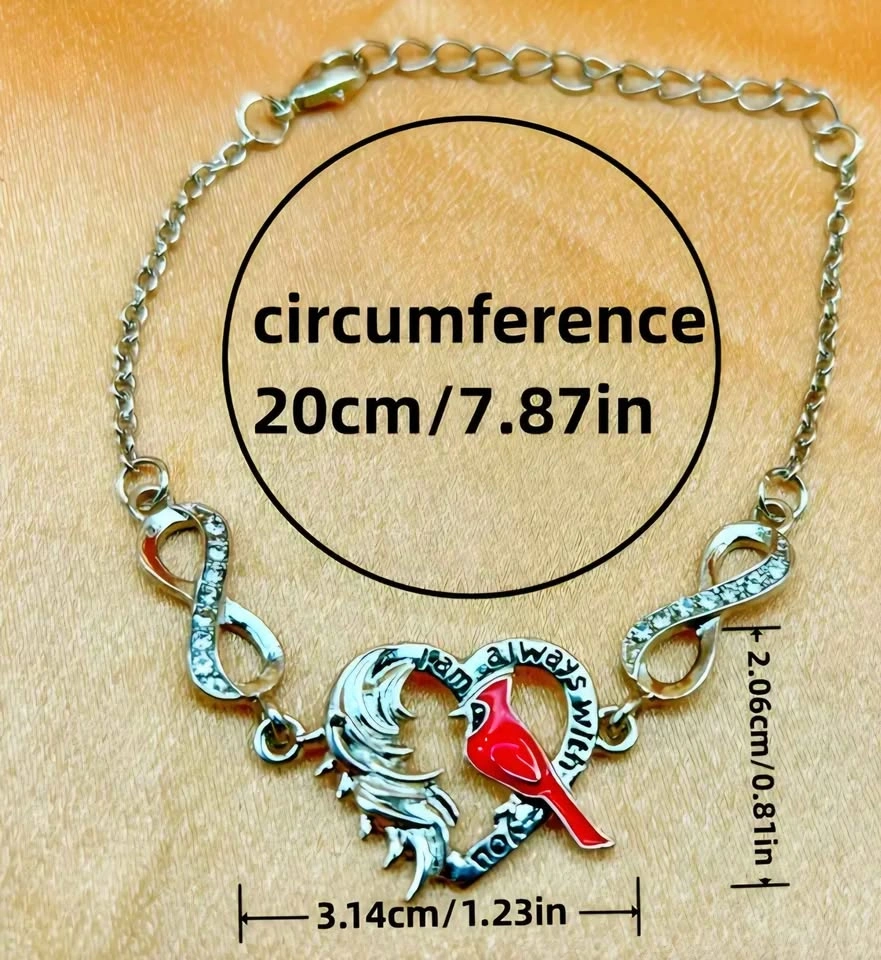 Stylish "I Am Always With You" Cardinal Heart Bracelet - photo 4