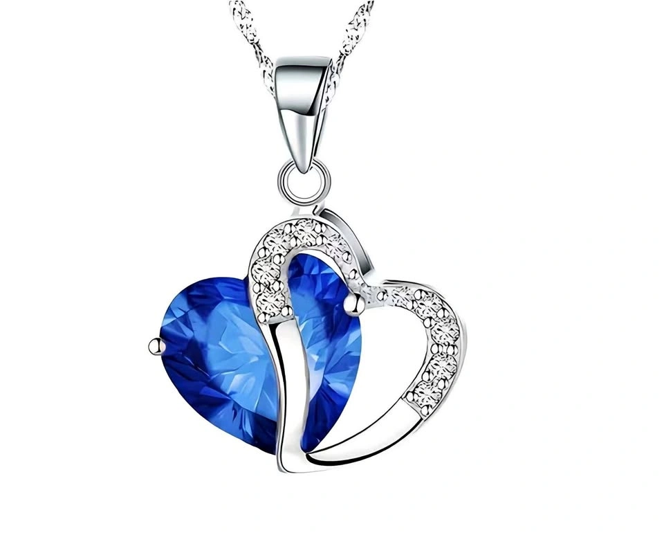 New Chic Rhinestone Blue Heart Pendant Necklace