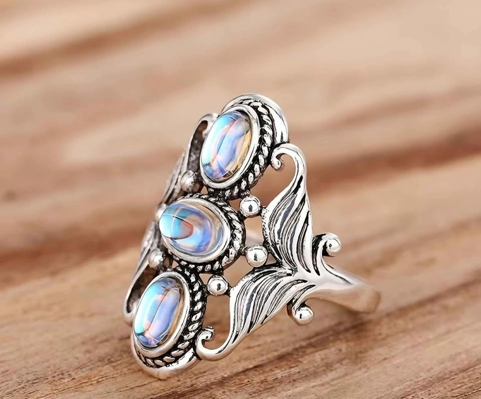 New Elegant Bohemian Ring w/ Egg Gemstone - Size 10 - photo 5