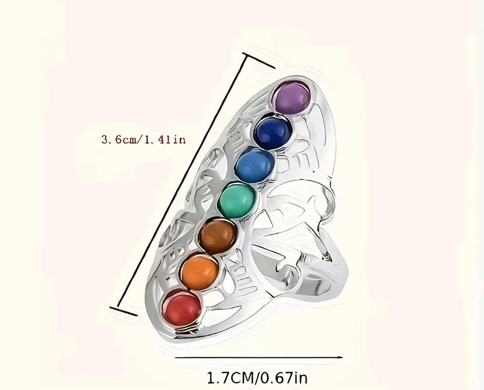New Seven Chakra Synthetic Gemstone Ring - Size 9 - photo 3