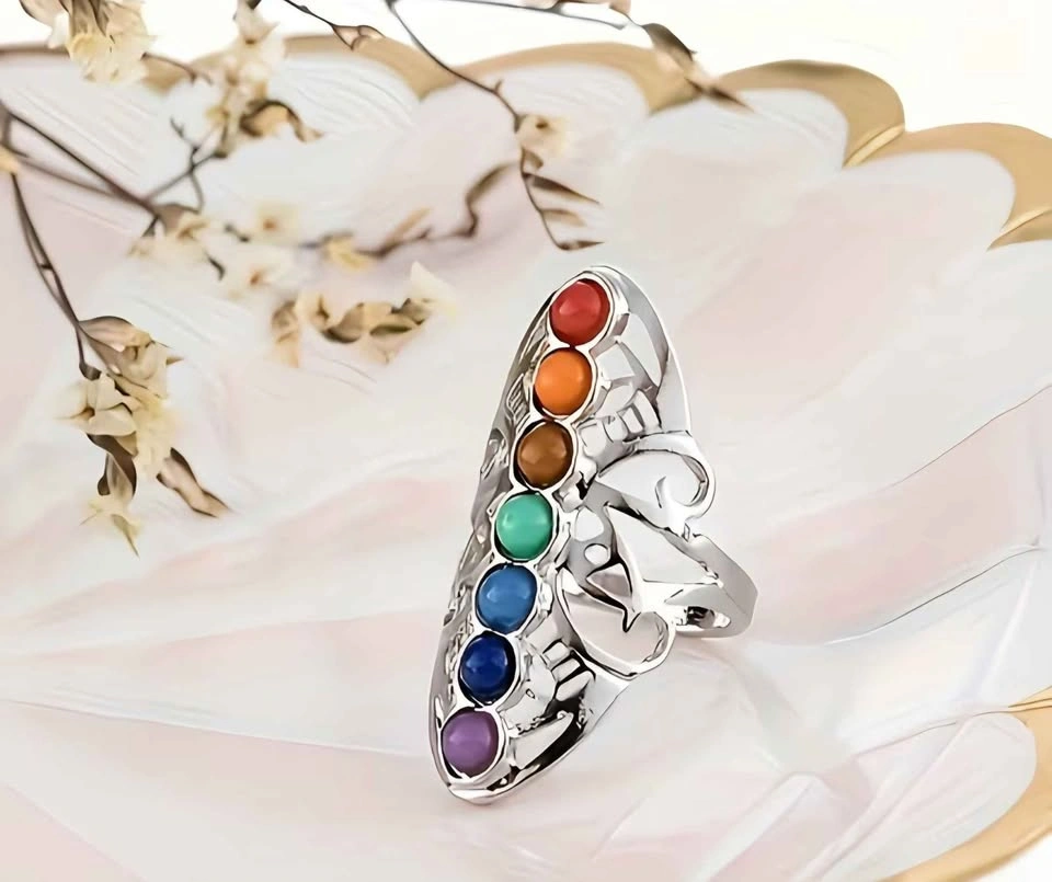 New Seven Chakra Synthetic Gemstone Ring - Size 9 - photo 5