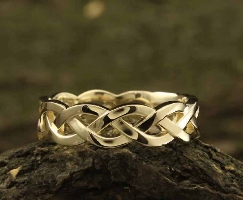 18K Gold Plated Woven Hollow Ring - Size 7 - photo 2