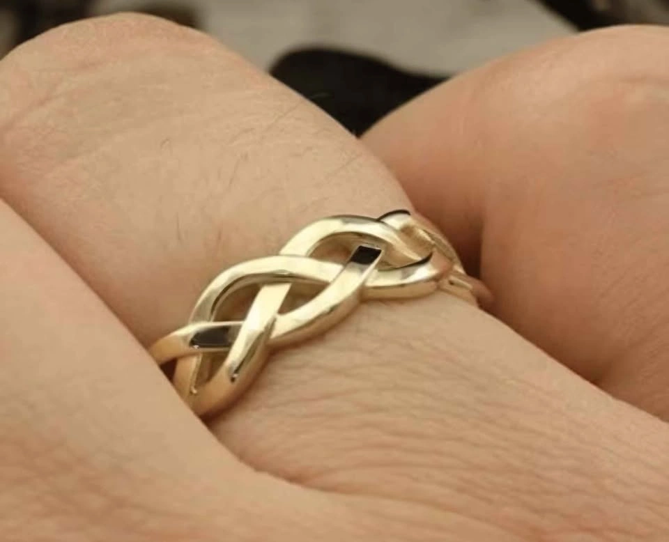 18K Gold Plated Woven Hollow Ring - Size 7 - photo 3