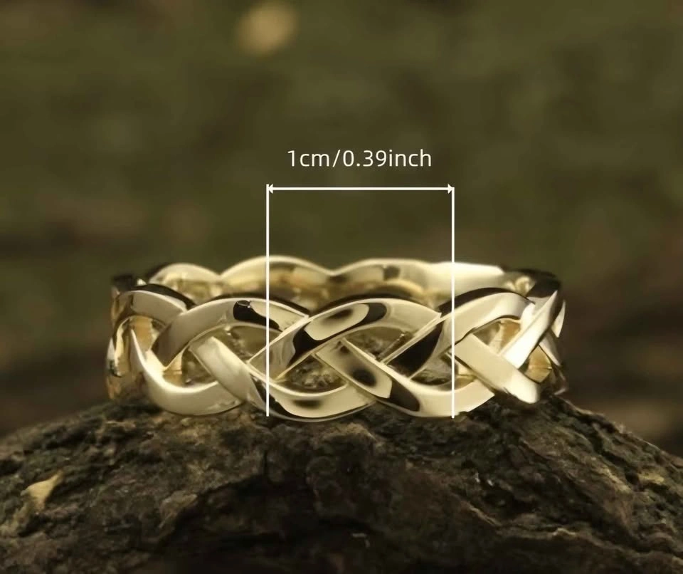 18K Gold Plated Woven Hollow Ring - Size 7 - photo 4