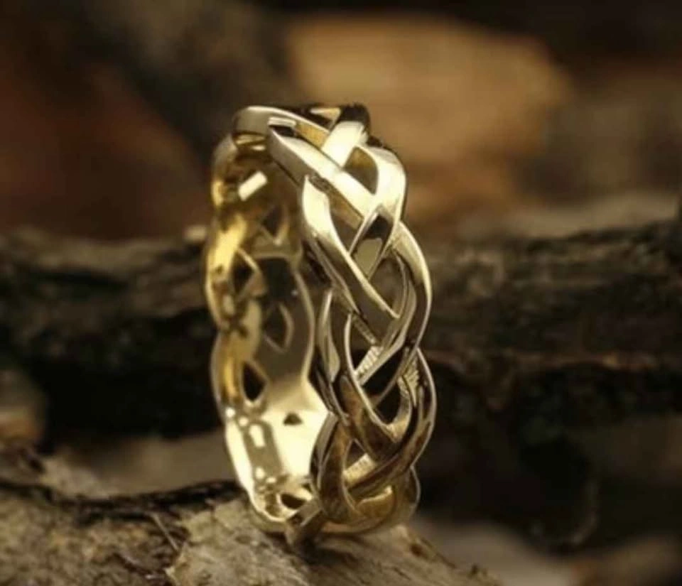 18K Gold Plated Woven Hollow Ring - Size 7 - photo 5