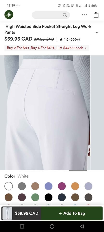 Halara High Waisted Straight Leg Work Pants - Size M White - photo 3