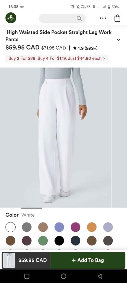 Halara High Waisted Straight Leg Work Pants - Size M White - photo 4