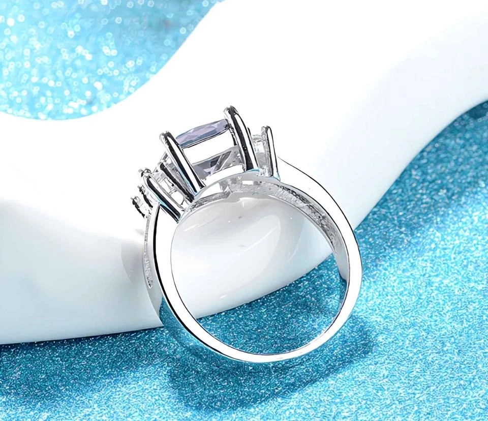 New Vintage Silver Plated Purple CZ Ring - Size 9 - photo 3