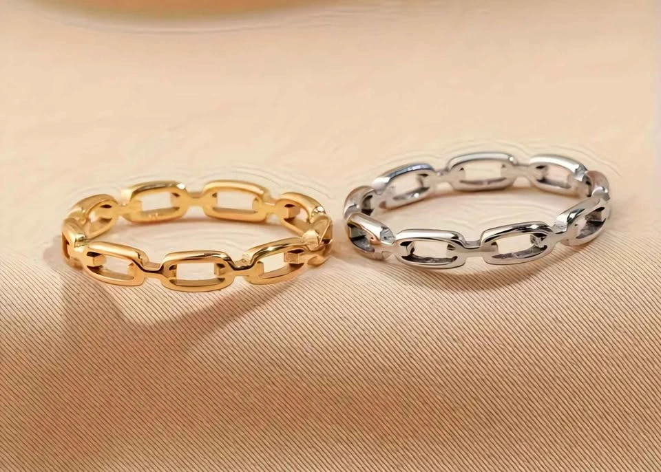 New 2pc Stainless Steel Minimalist Ring Set - Size 8 - photo 2