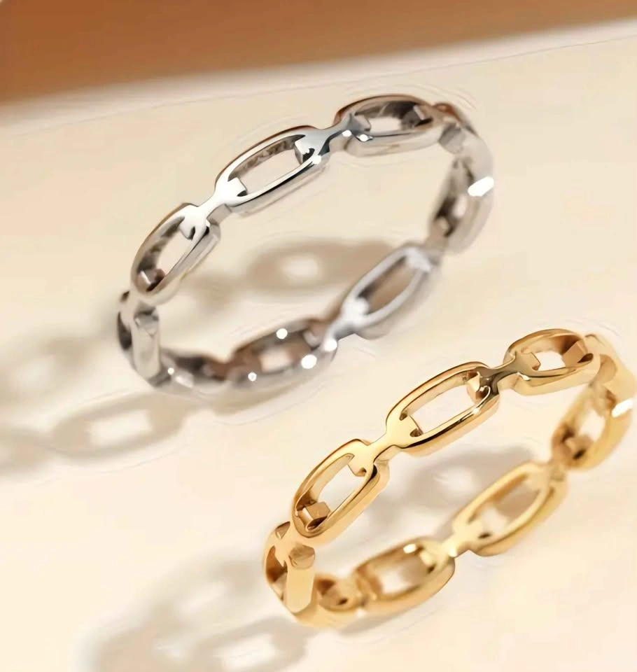 New 2pc Stainless Steel Minimalist Ring Set - Size 8 - photo 3