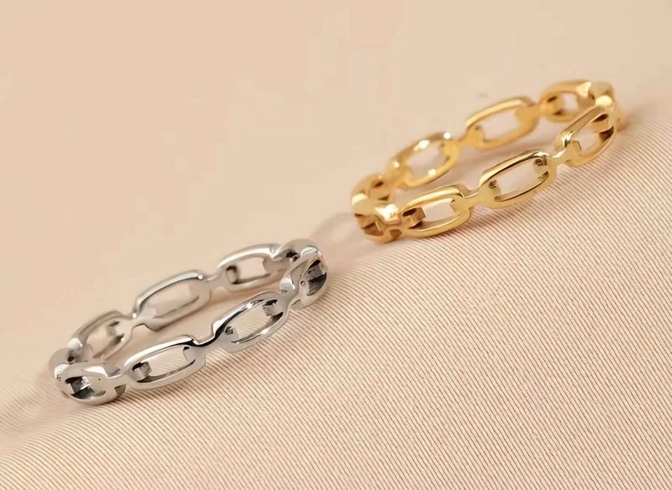 New 2pc Stainless Steel Minimalist Ring Set - Size 8 - photo 4