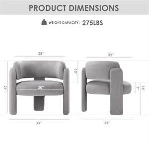 Brand new Accent Chair – Modern Grey Velvet - photo 2