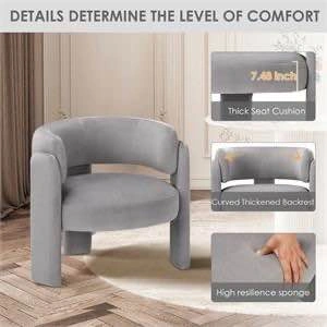 Brand new Accent Chair – Modern Grey Velvet - photo 4