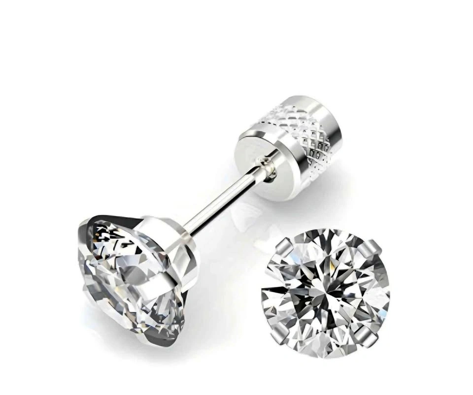 New 4mm Stainless Steel Floral CZ Earrings