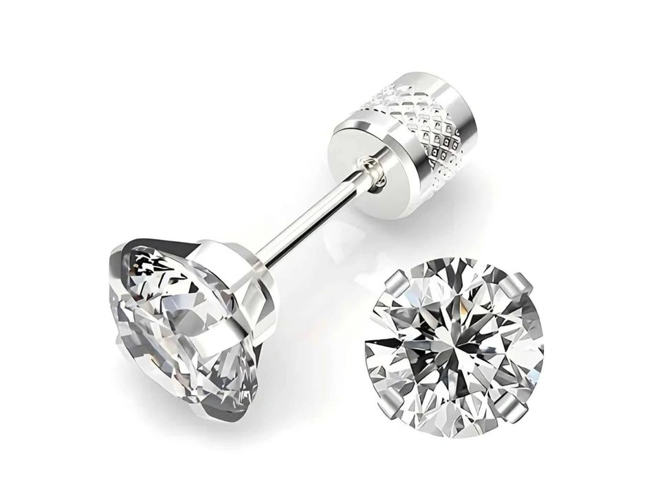 New 4mm Stainless Steel Floral CZ Earrings - photo 3