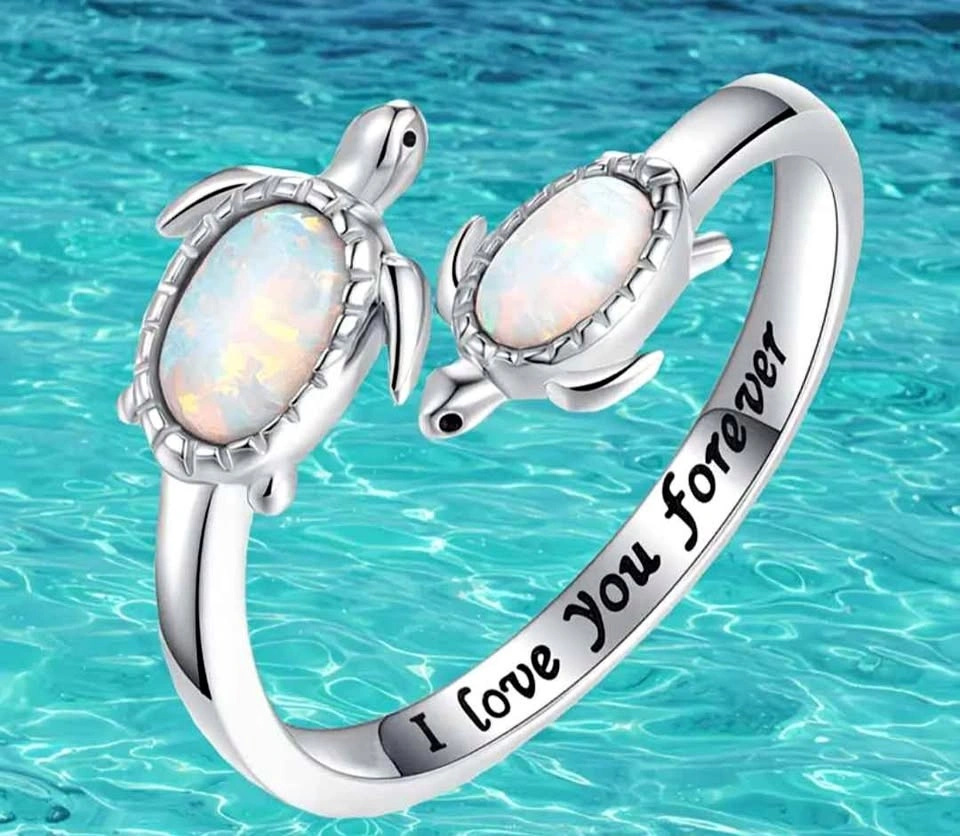 New Creative "I Love You Forever" Turtle Ring