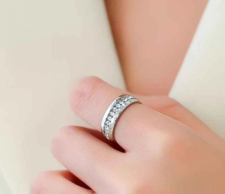 New Stylish Stainless Steel Ring with Cubic Zarconia - Size 10 - photo 3